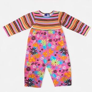 Flap Happy Multicolor Striped and Floral Bodysuit